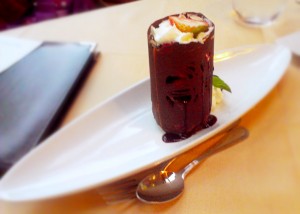 Callebaut Mousse Tower - With berry compote