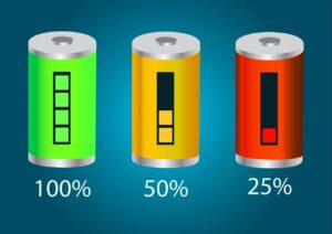 Batteries: one strong, one medium, and one weak