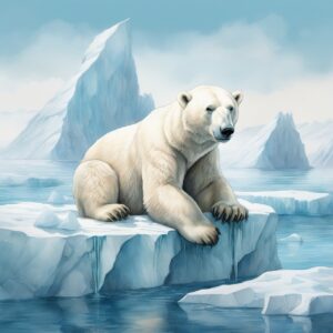 Polar bear stranded on melted ice caps