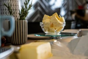 Chunks of butter in a bowl