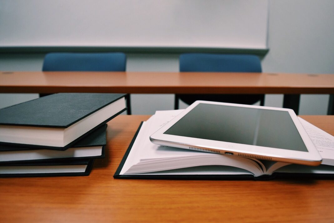 tablet on books