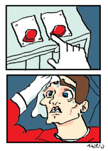 two red buttons meme drawn by Xinlei on a mouse