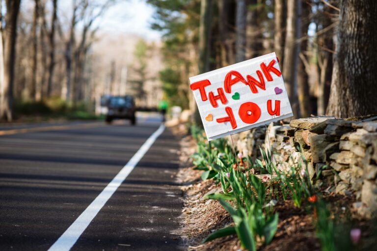 Sign saying Thank You - during Coronavirus April 2020