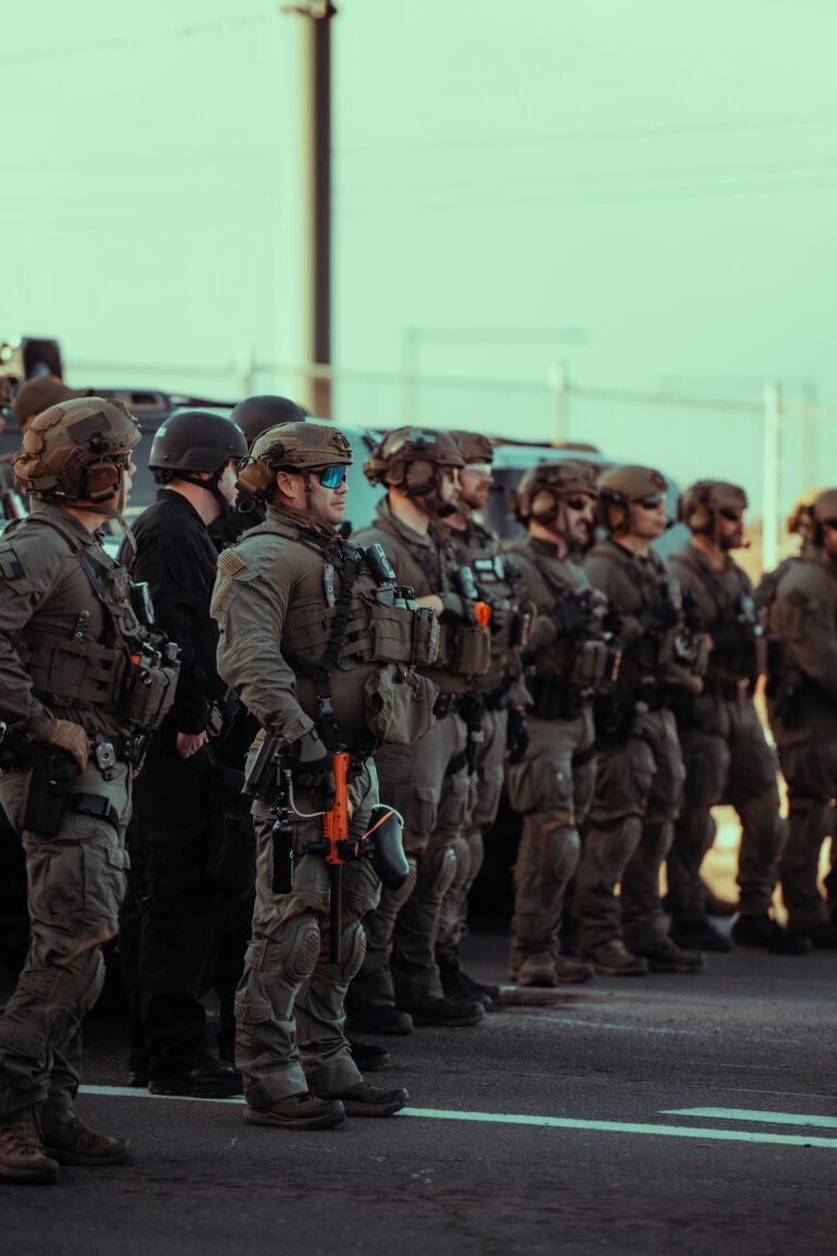 ICE officers in a line